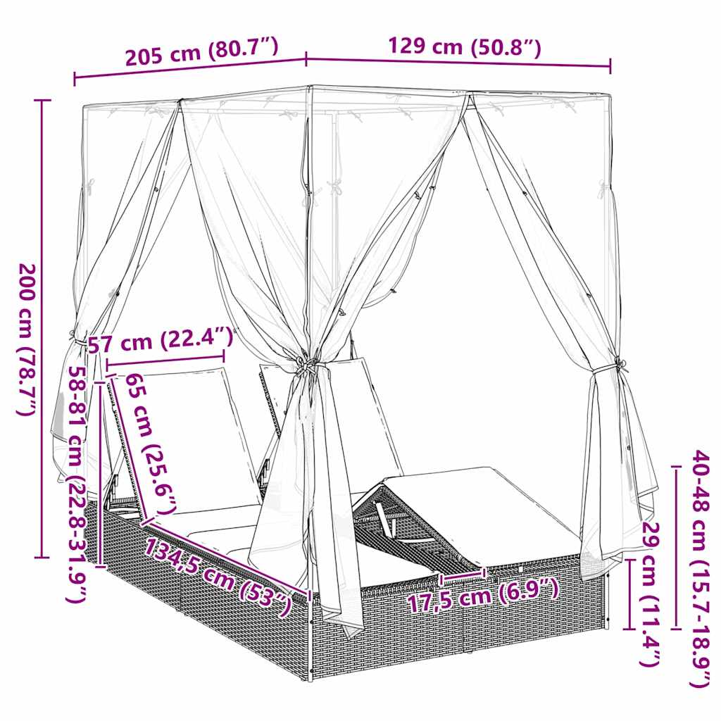 Dobbelt solstol Turkis polyrattan