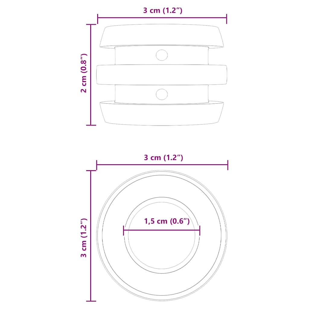 Foosball Bord Bumper 16 stk. Sort 3 x 3 x 2 cm TPE