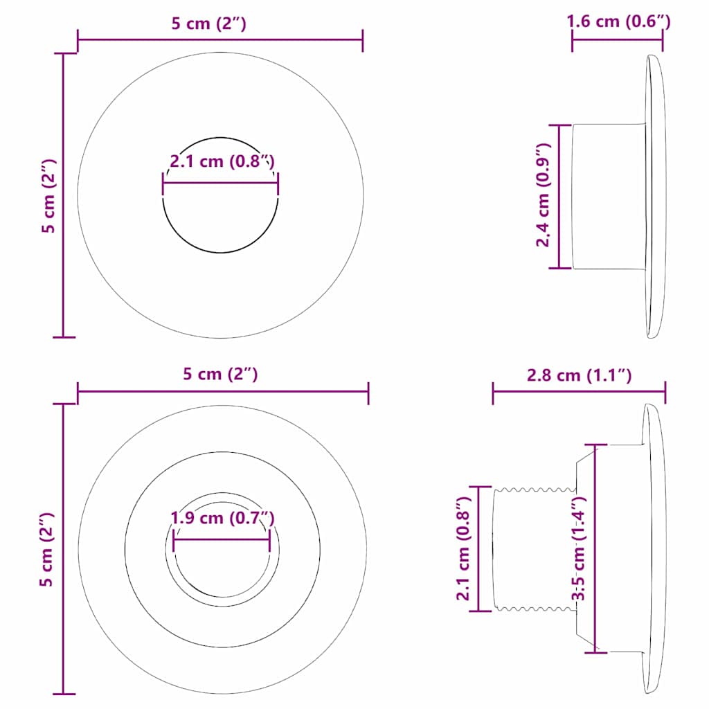Bordfodboldbæringer 10 stk. Sort 5 x 5 x 2,8 cm PP