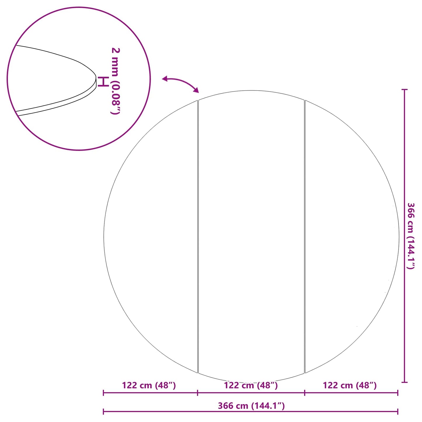 Pool Bundark Ø 366 cm (2 mm) Rund Non-woven stof Sort