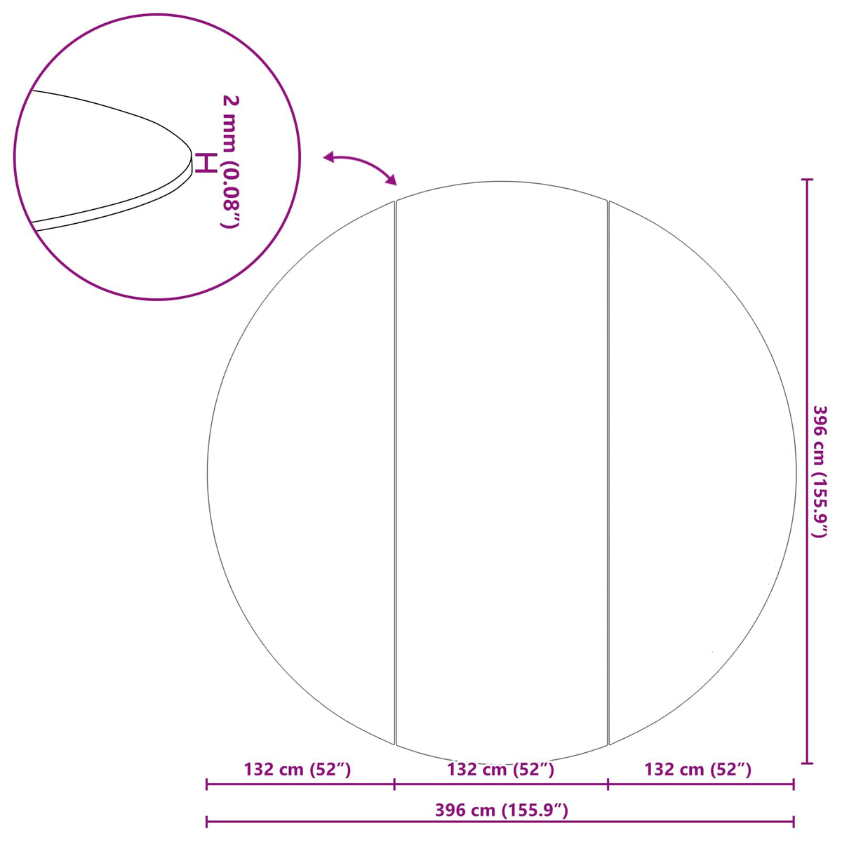 Pool Bundark Ø 396 cm (2 mm) Rund Non-woven stof Sort