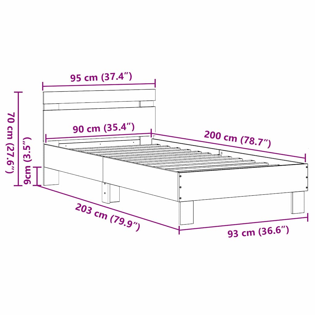Sengestel Gammelt træ 203 x 95 x 70 cm Konstrueret træ