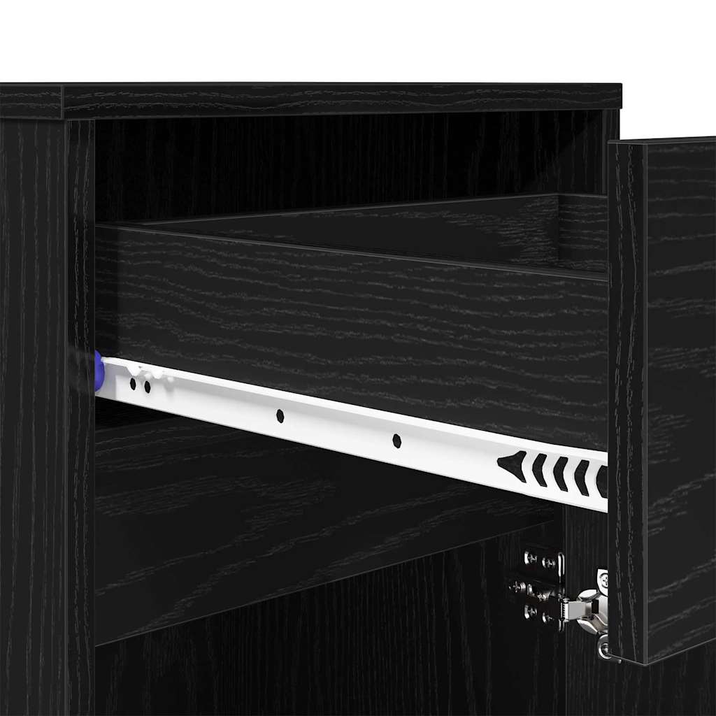 LED Sengeskab 2 stk. Sort eg 38 x 34 x 61 cm Konstrueret træ