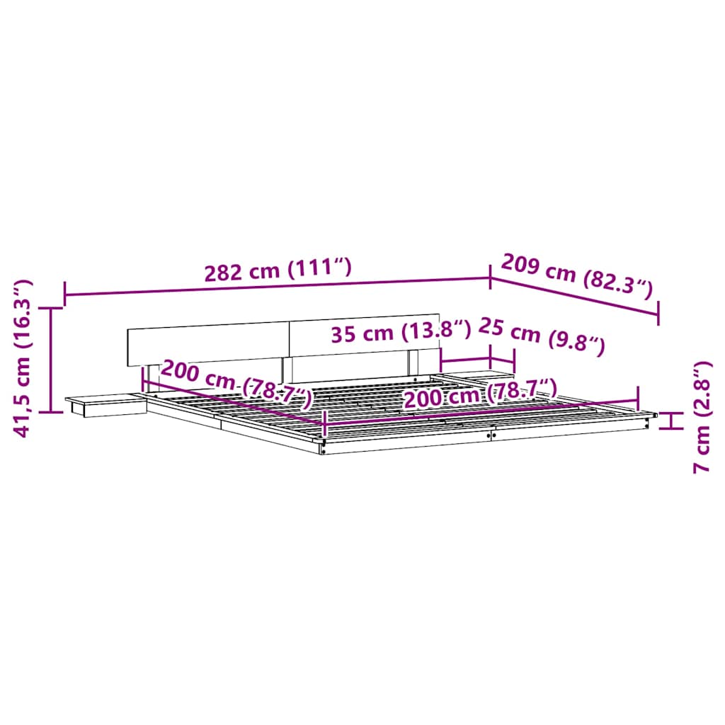 Sengestel Hvid 200 x 200 cm træ
