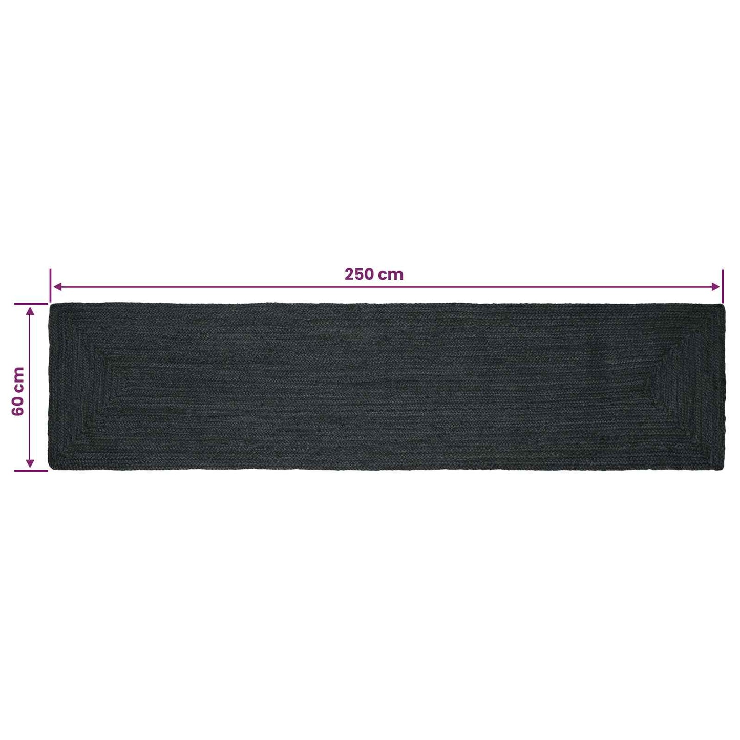 Område tæppe Mørkegrå 60 x 250 cm Jute