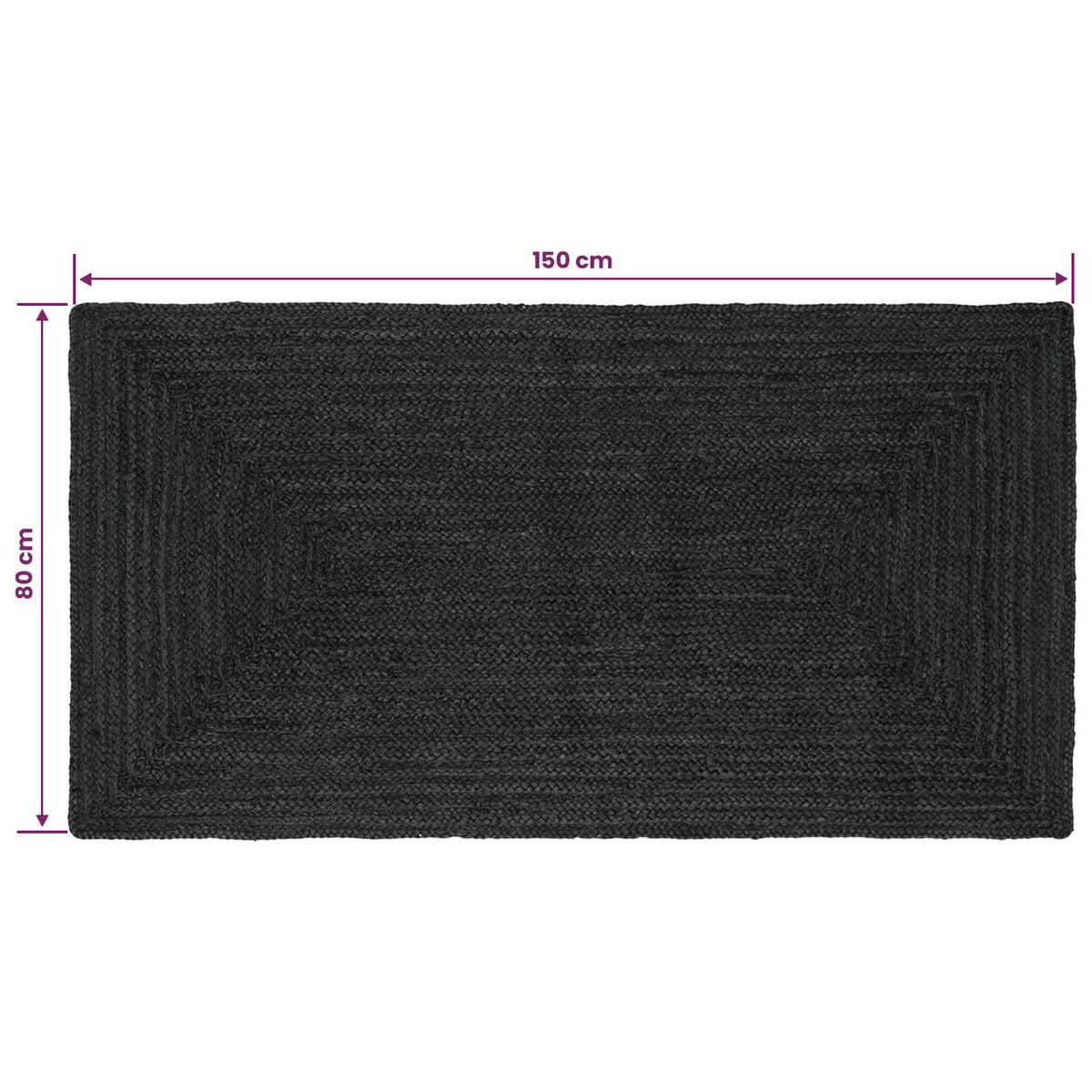 Område tæppe Mørkegrå 80 x 150 cm Jute