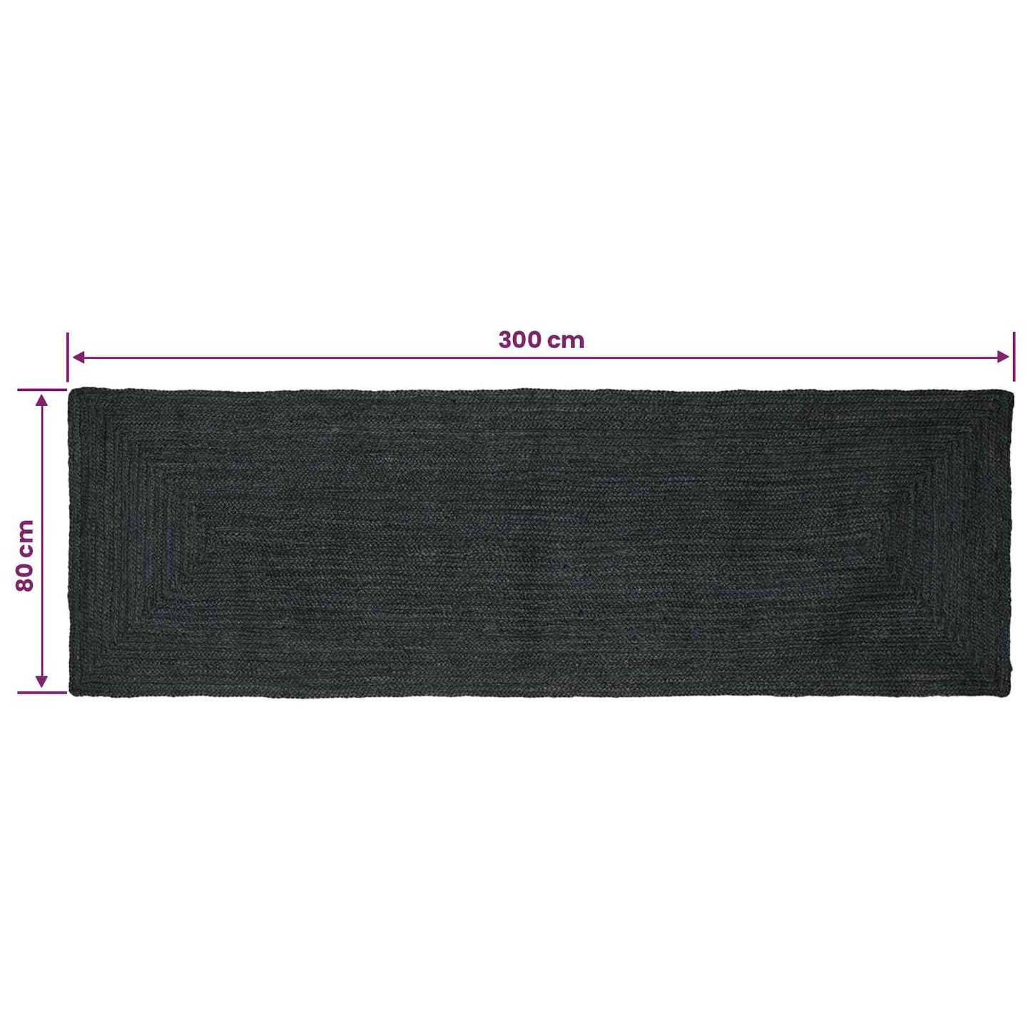 Område tæppe Mørkegrå 80 x 300 cm Jute