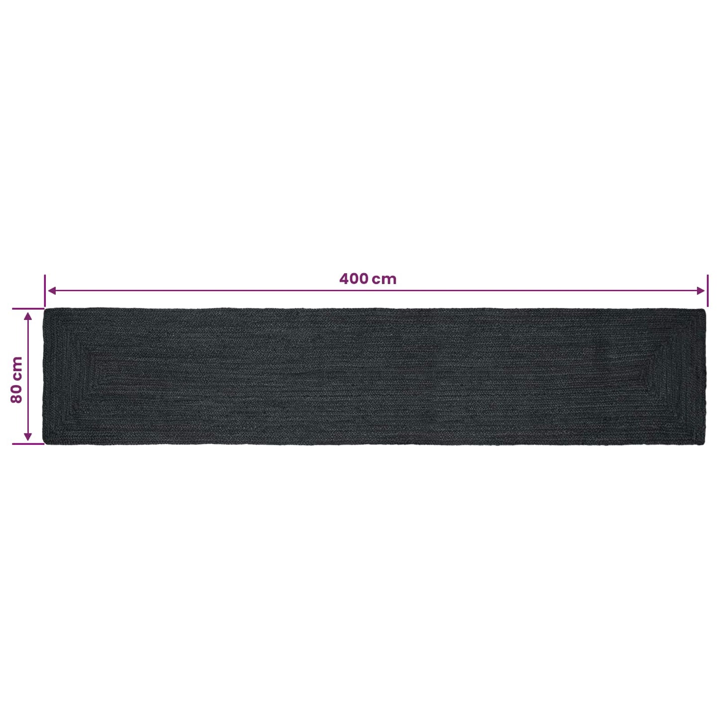 Område tæppe Mørkegrå 80 x 400 cm Jute