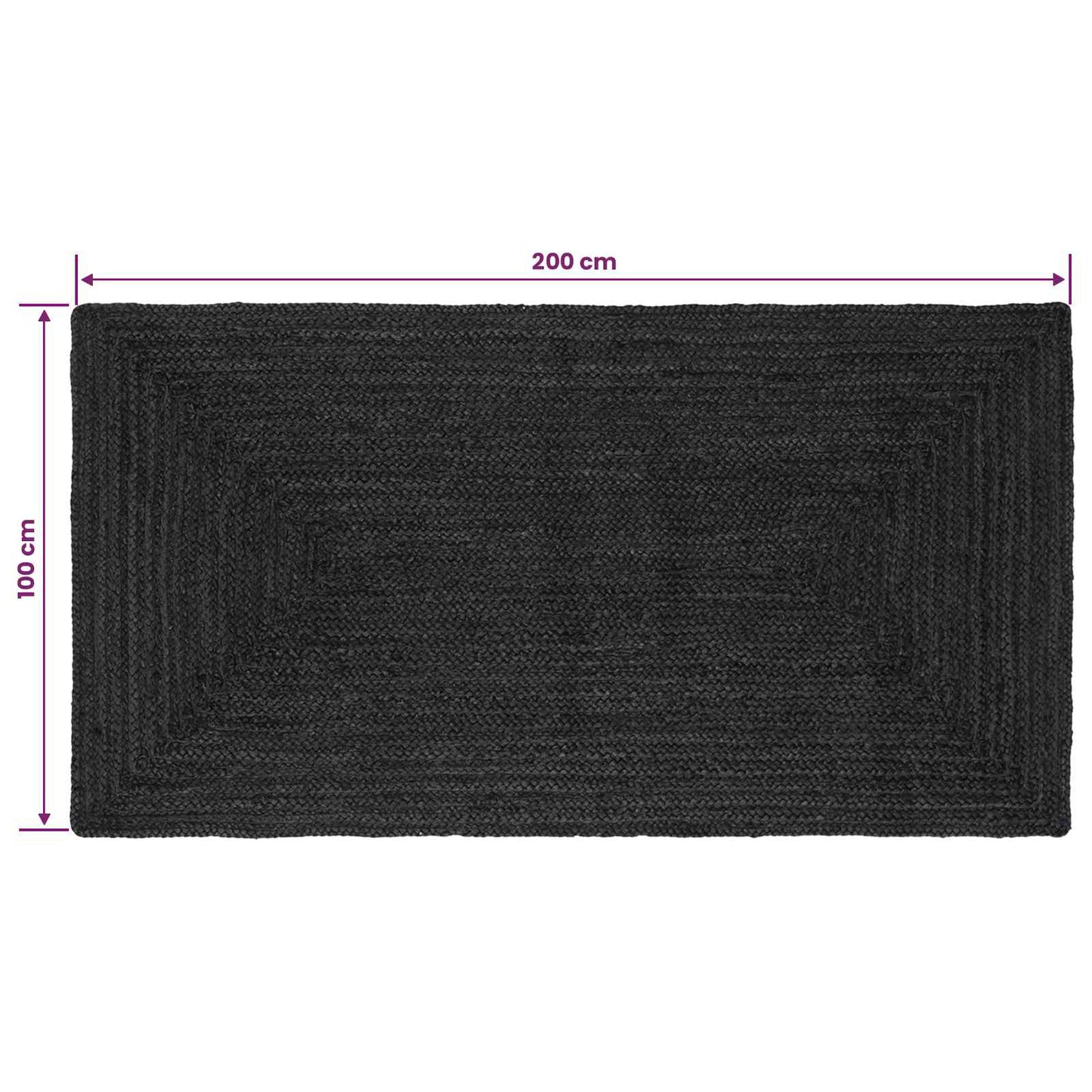 Område tæppe Mørkegrå 100 x 200 cm Jute