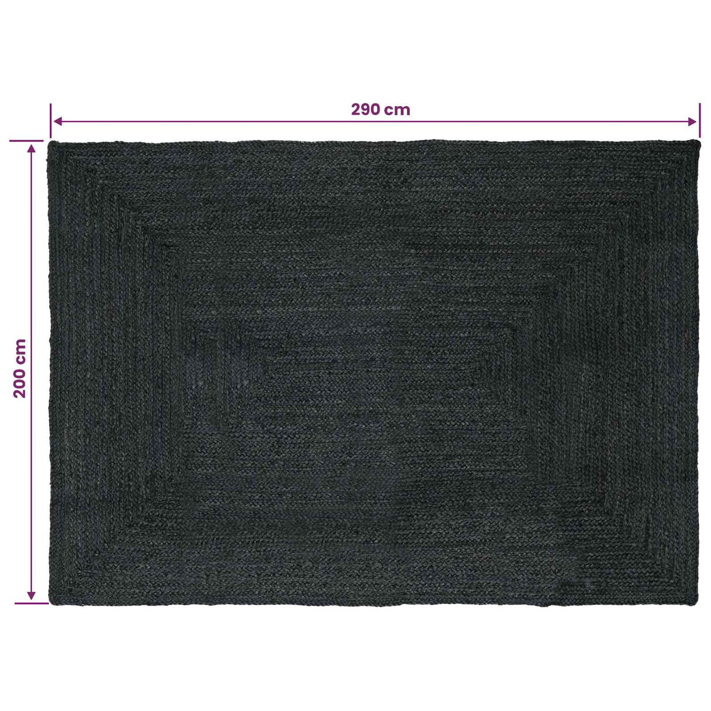Område tæppe Mørkegrå 200 x 290 cm Jute