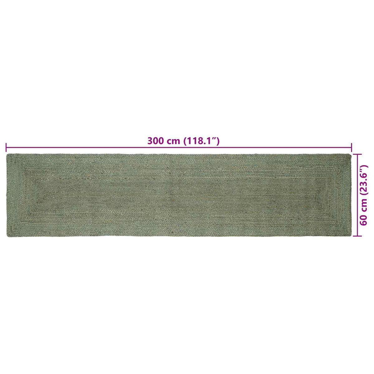 Område tæppe Olivengrøn 60 x 300 cm Jute