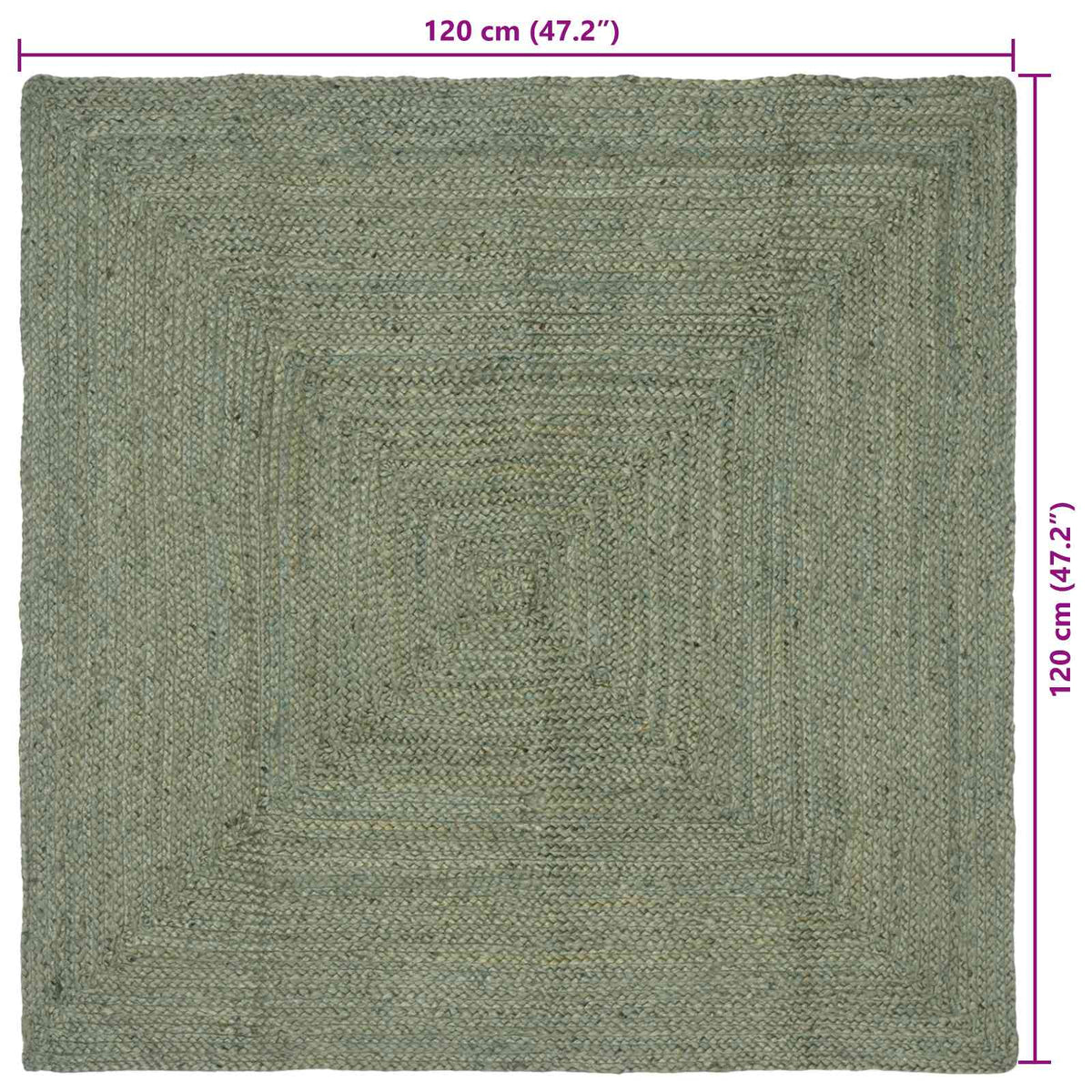 Område tæppe Olivengrøn 120 x 120 cm Jute