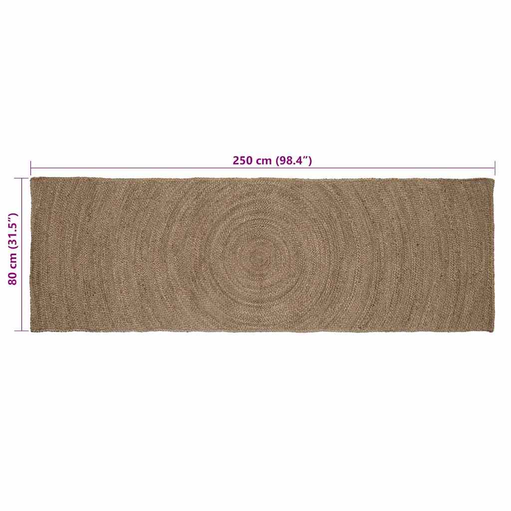 Område tæppe Grå 80 x 250 cm Jute