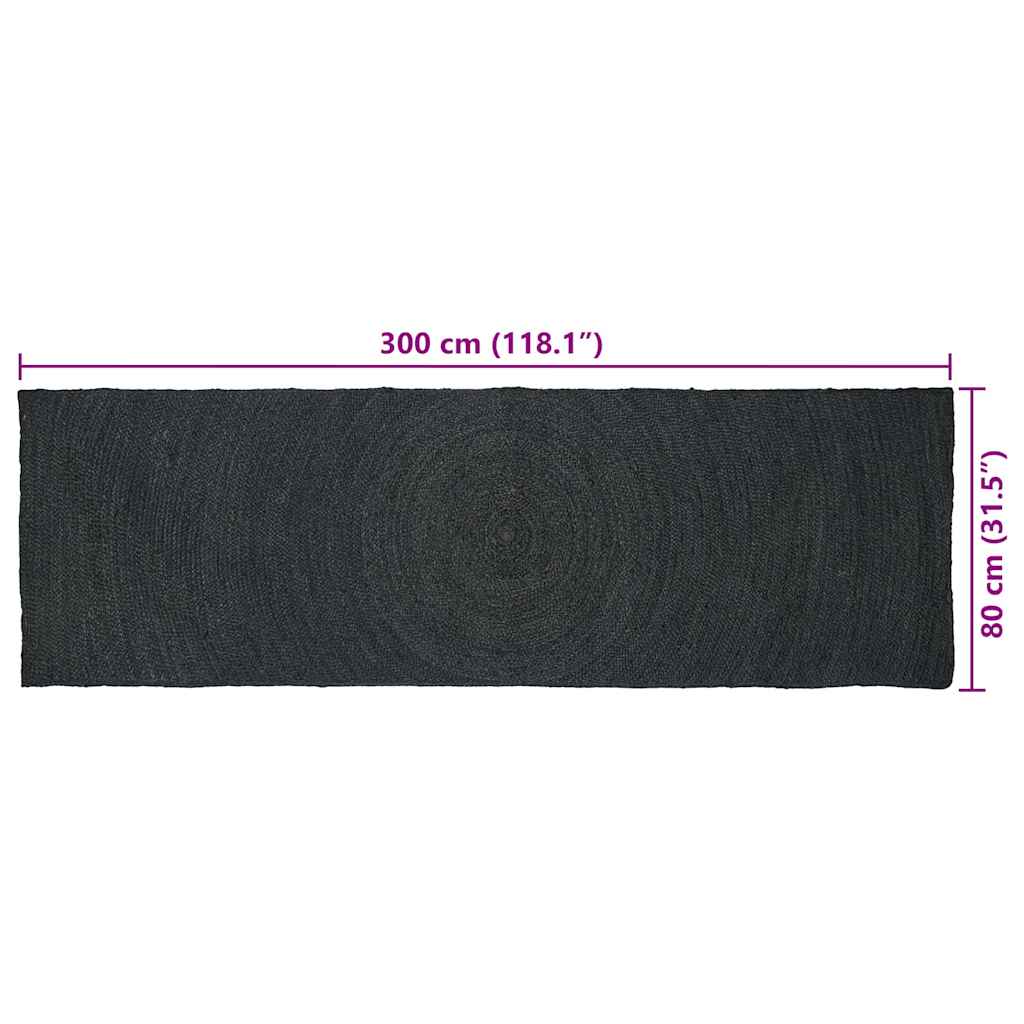 Områdetæpper Mørkegrå 80 x 300 cm Jute