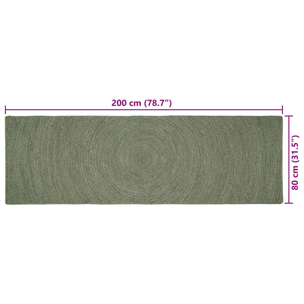 Områdetæpper Olivengrøn 80 x 200 cm Jute
