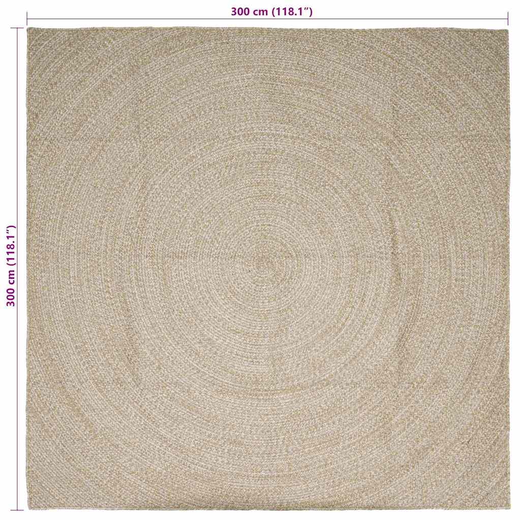 Område tæppe Natur og hvid 300 x 300 cm Jute