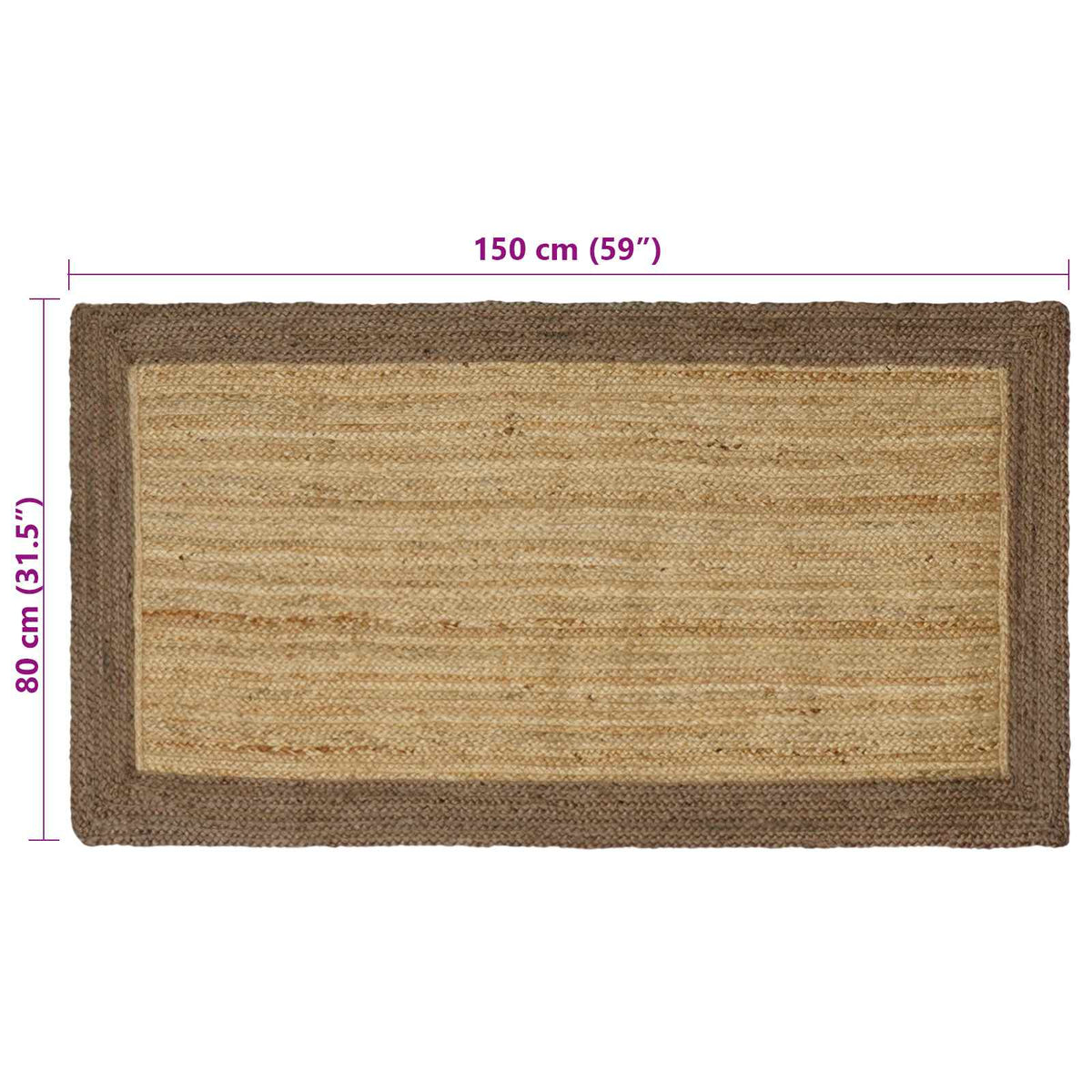 Område tæppe Grå 80 x 150 cm Jute