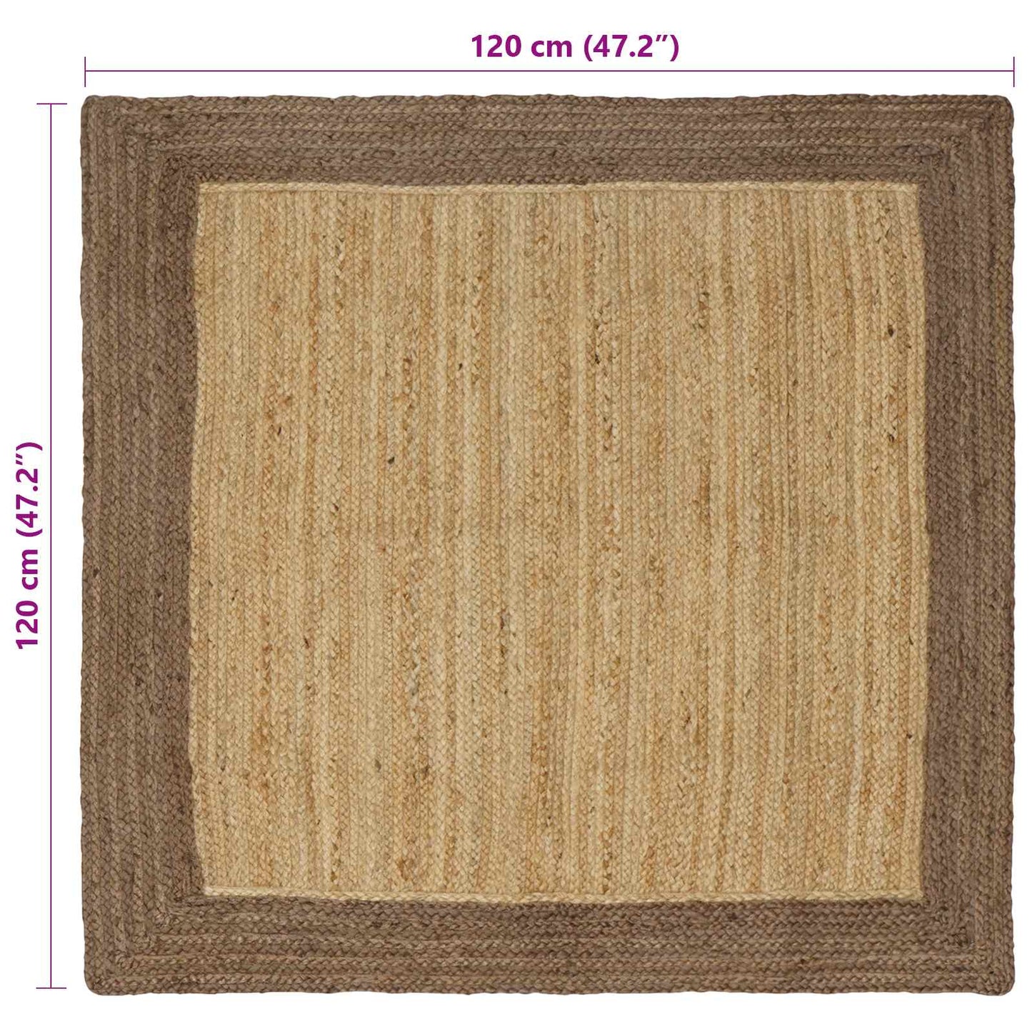 Område tæppe Grå 120 x 120 cm Jute