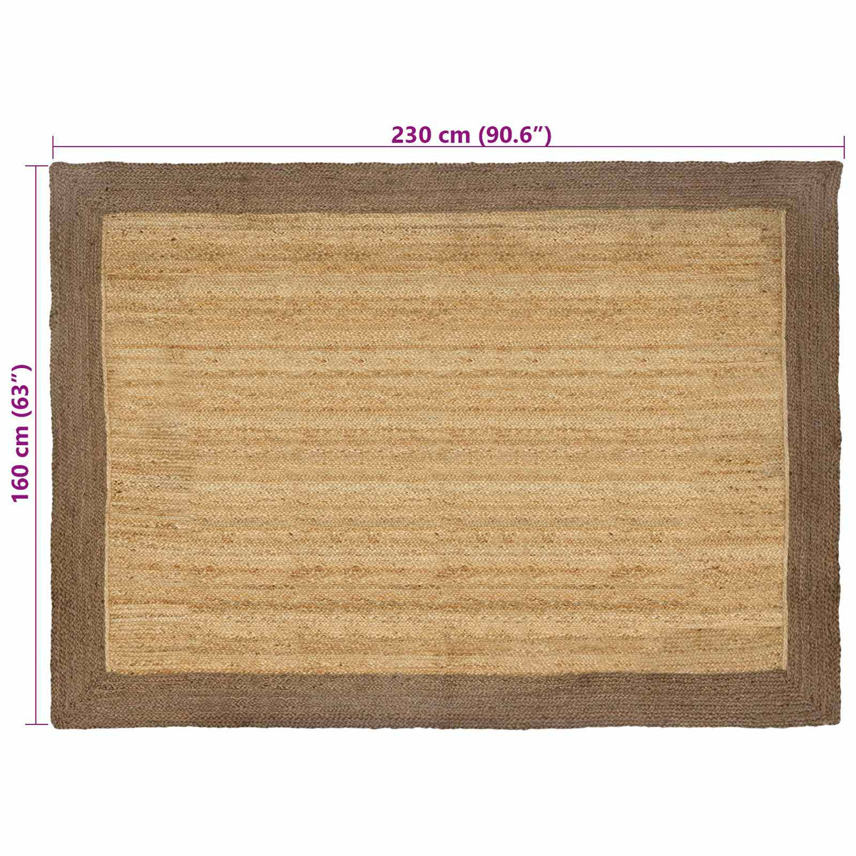 Område tæppe Grå 160 x 230 cm Jute