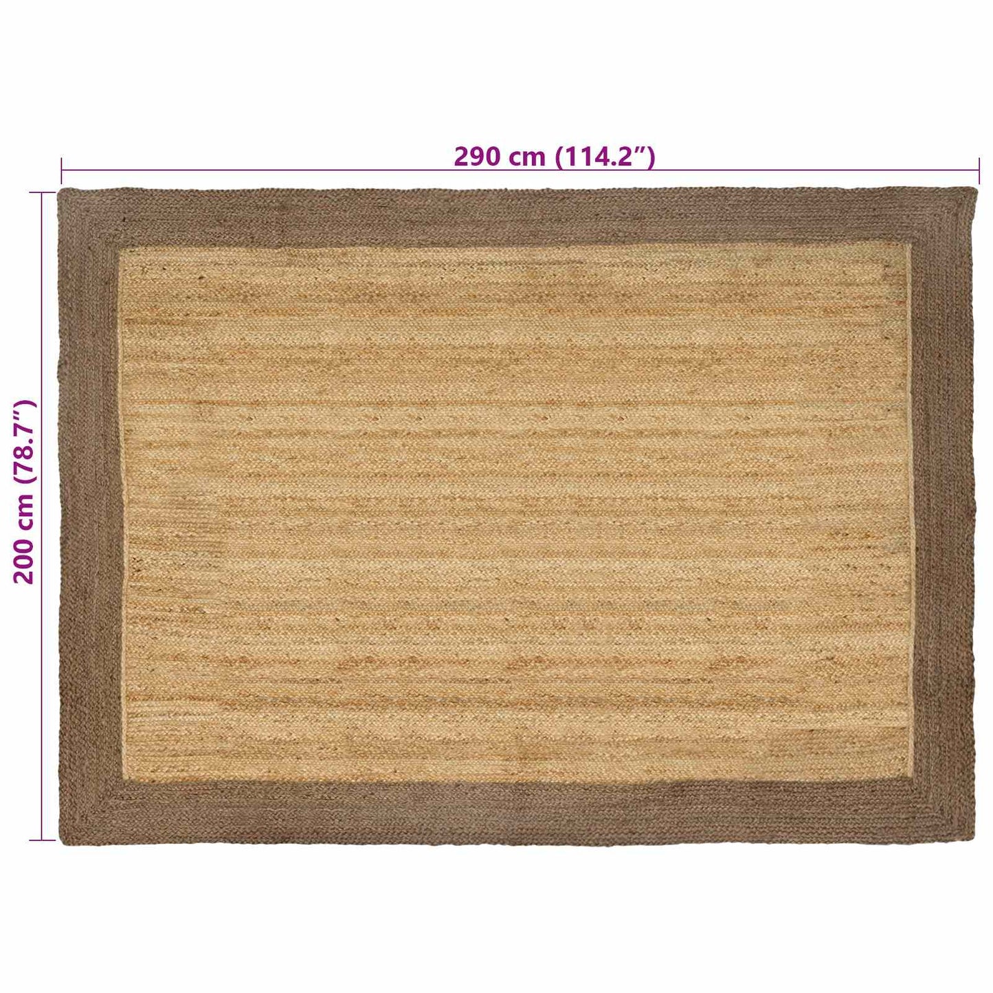 Område tæppe Grå 200 x 290 cm Jute