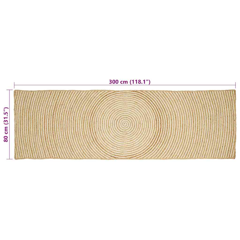 Område tæppe Hvid 80 x 300 cm Jute