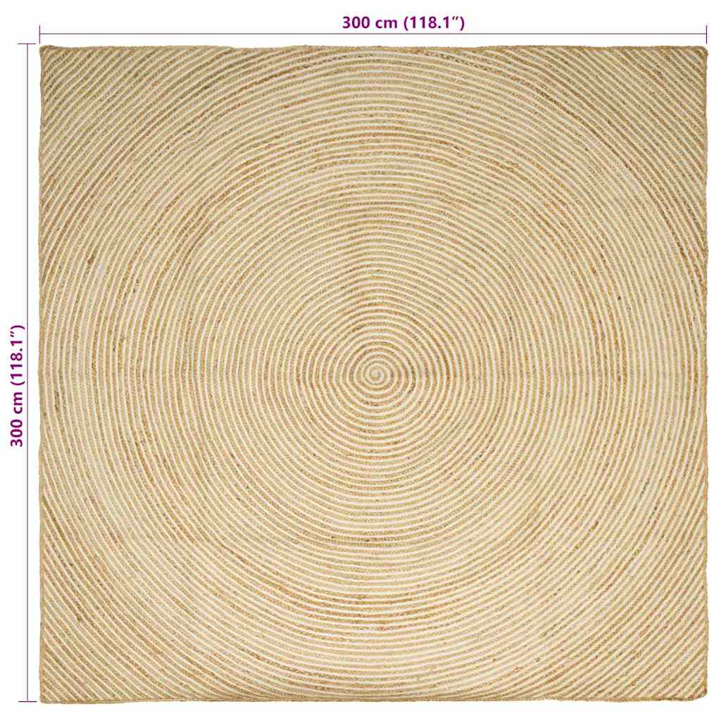 Område tæppe Hvid 300 x 300 cm Jute