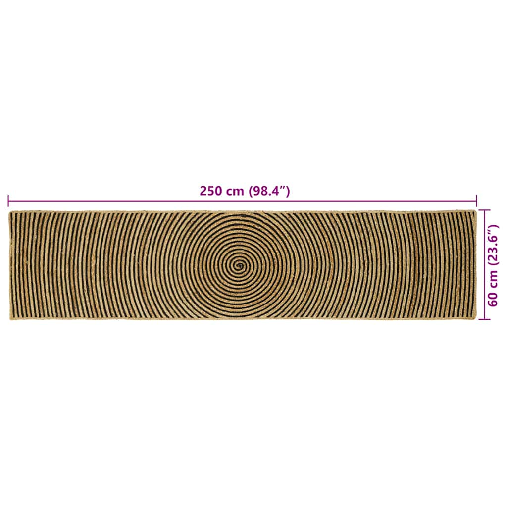 Område tæppe Sort 60 x 250 cm Jute