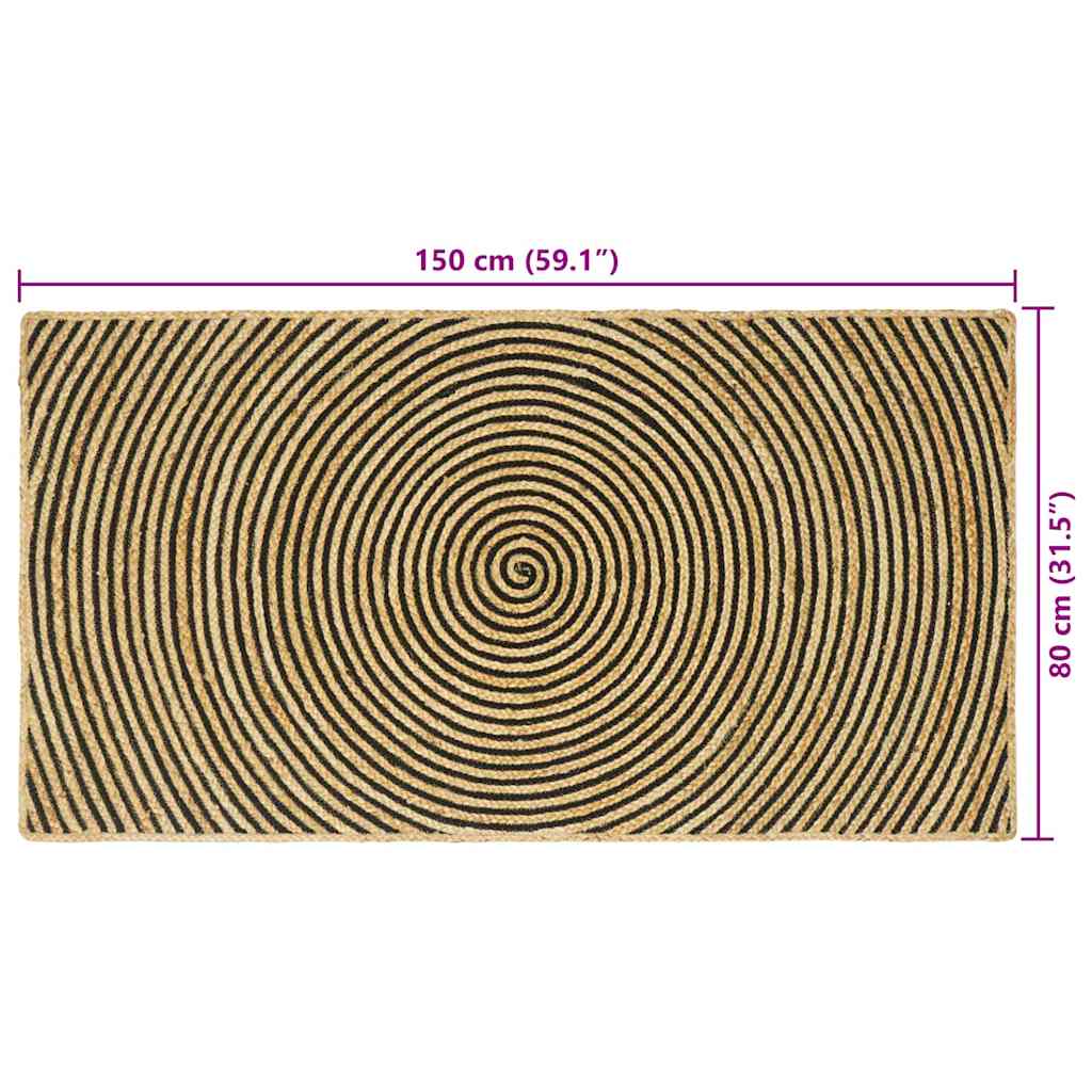 Område tæppe Sort 80 x 150 cm Jute