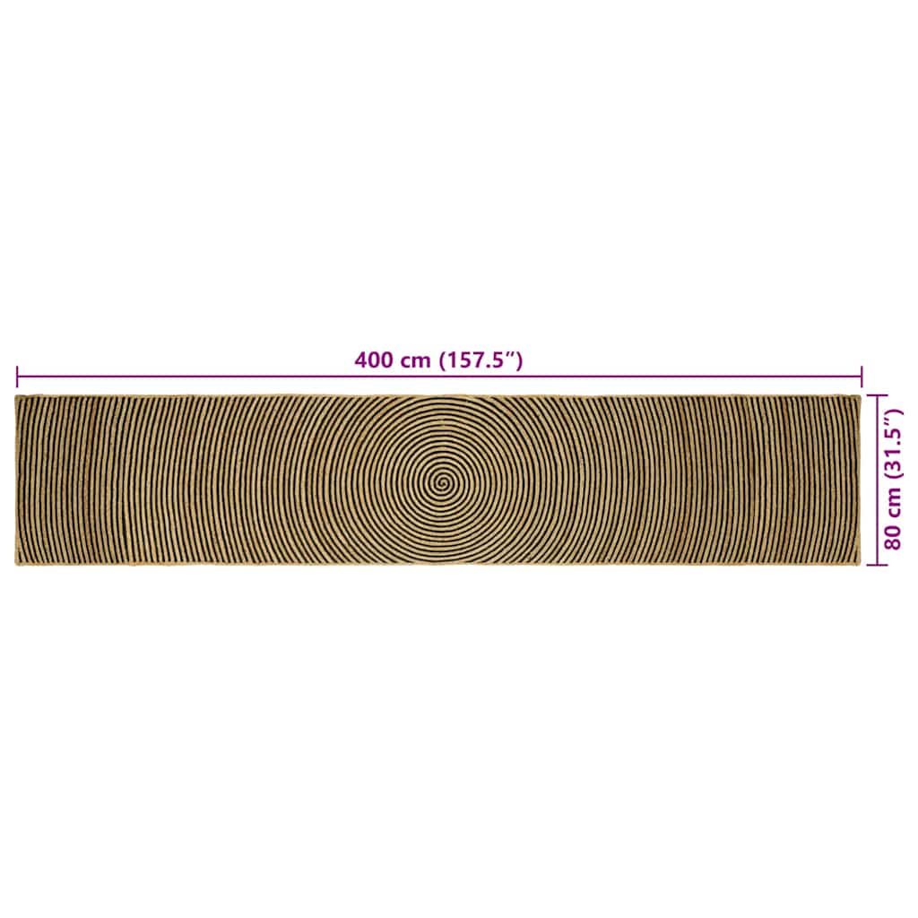 Område tæppe Sort 80 x 400 cm Jute