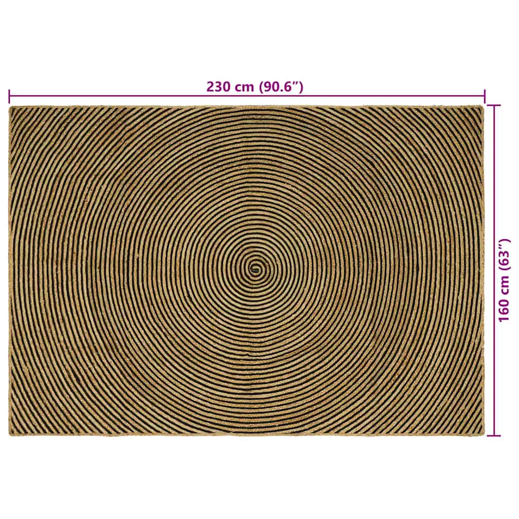 Område tæppe Sort 160 x 230 cm Jute