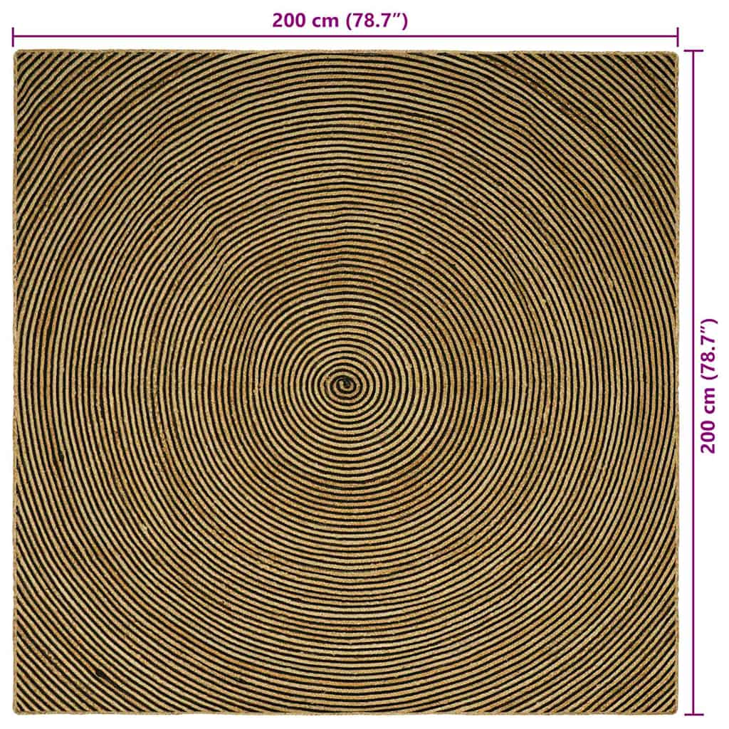 Område tæppe Sort 200 x 200 cm Jute