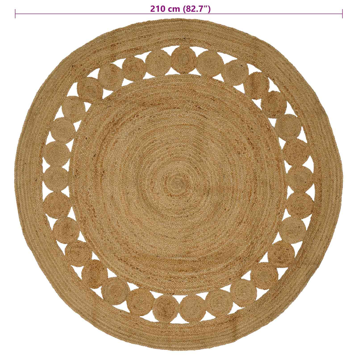 Områdetæpper Naturfarvet Ø 210 cm Jute