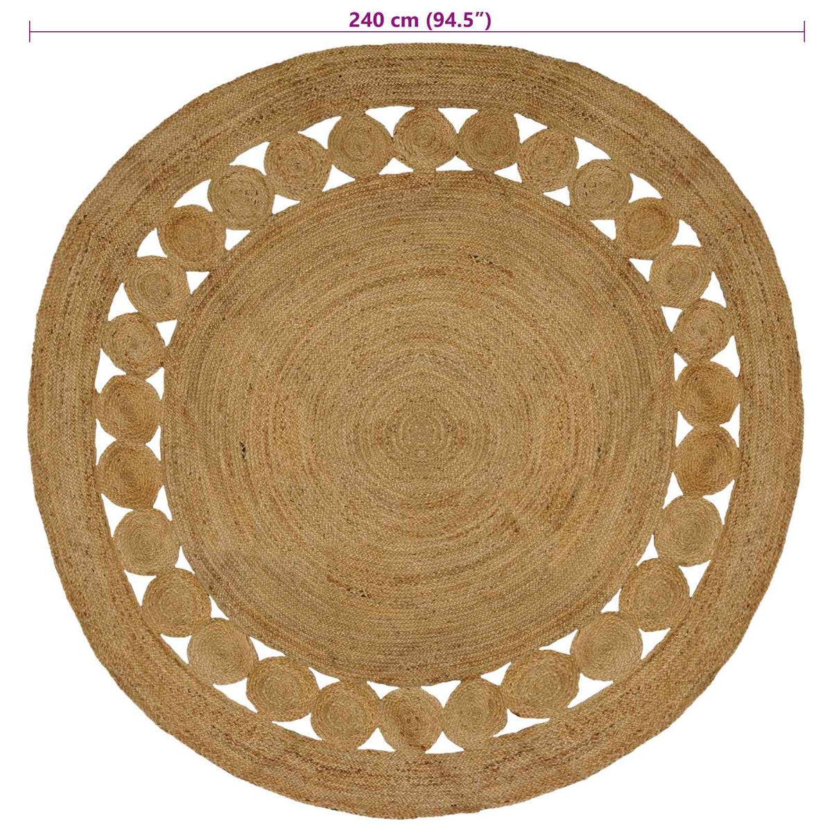 Områdetæpper Naturfarvet Ø 240 cm Jute