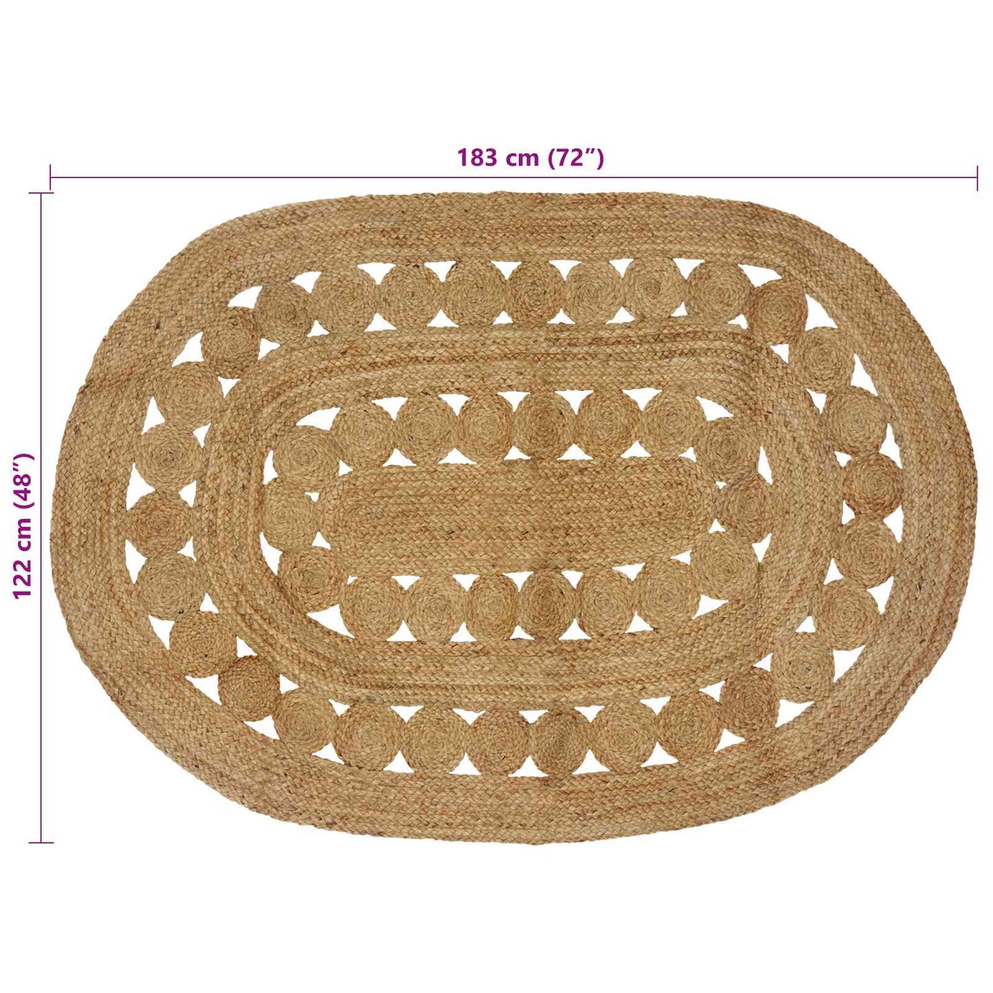 Område tæppe Naturfarvet 122 x 183 cm Jute