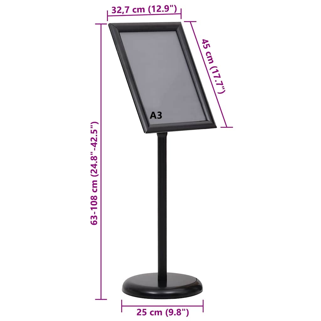 Plakat Stande 2 stk. Sort 45 x 32,7 x 108 cm Aluminium