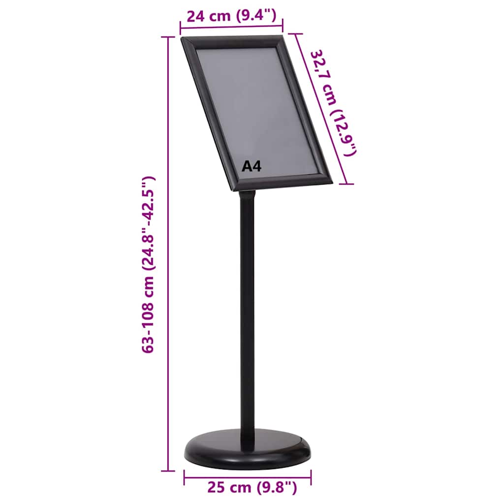 Plakat Stande 2 stk. Sort 32,7 x 24 x 108 cm Aluminium
