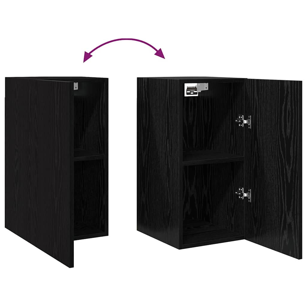 Væg TV Skab 30,5 x 30 x 60 cm Sort eg Konstrueret træ