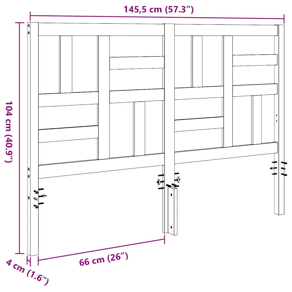 Senge Hovedgærde Voks brun 145,5 x 4 x 104 cm Massiv fyrretræ