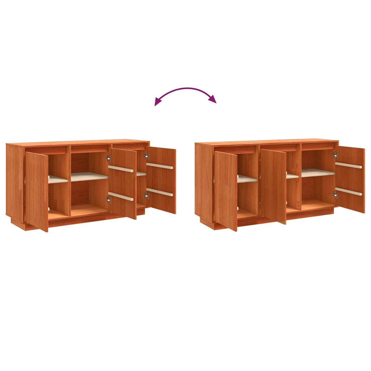 Sideboard Brun eg 111 x 34 x 60 cm Massiv fyrretræ