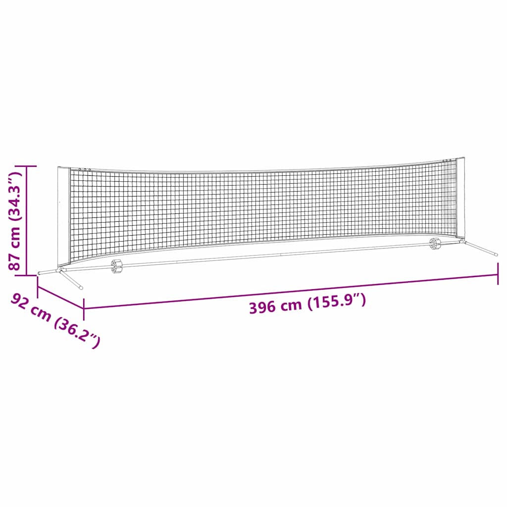 Tennis Net Sort og rød 396 x 92 x 87 cm Polyester