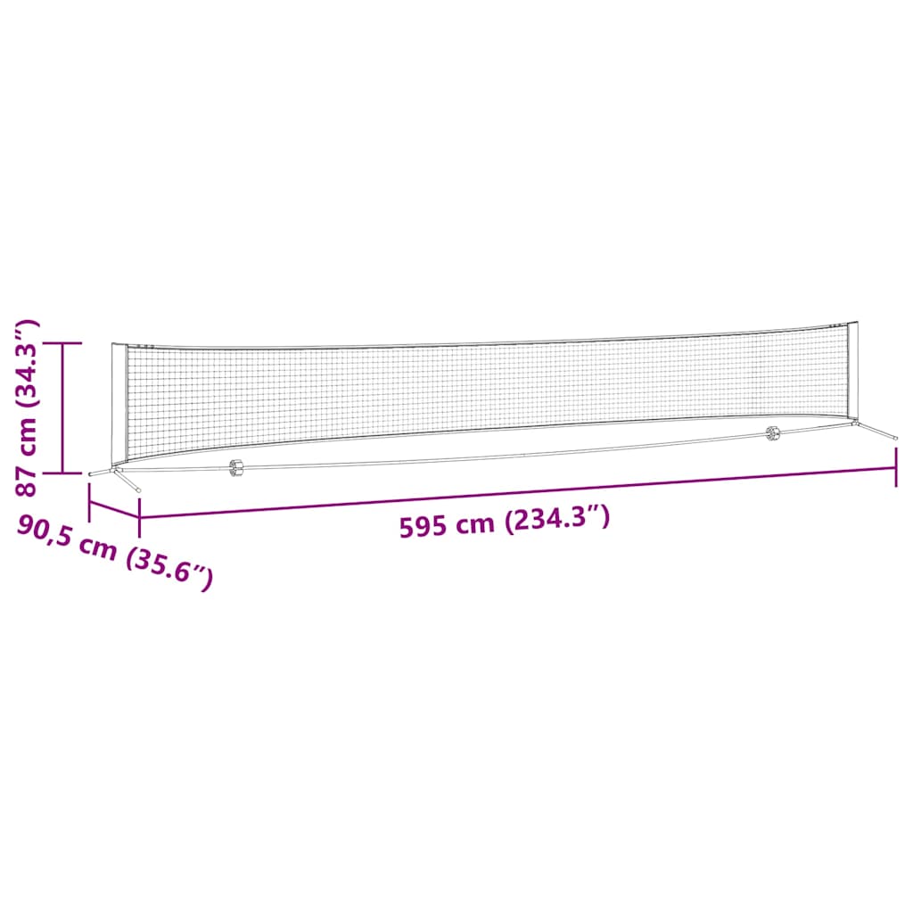 Tennis Net Sort og rød 595 x 90,5 x 87 cm Polyester