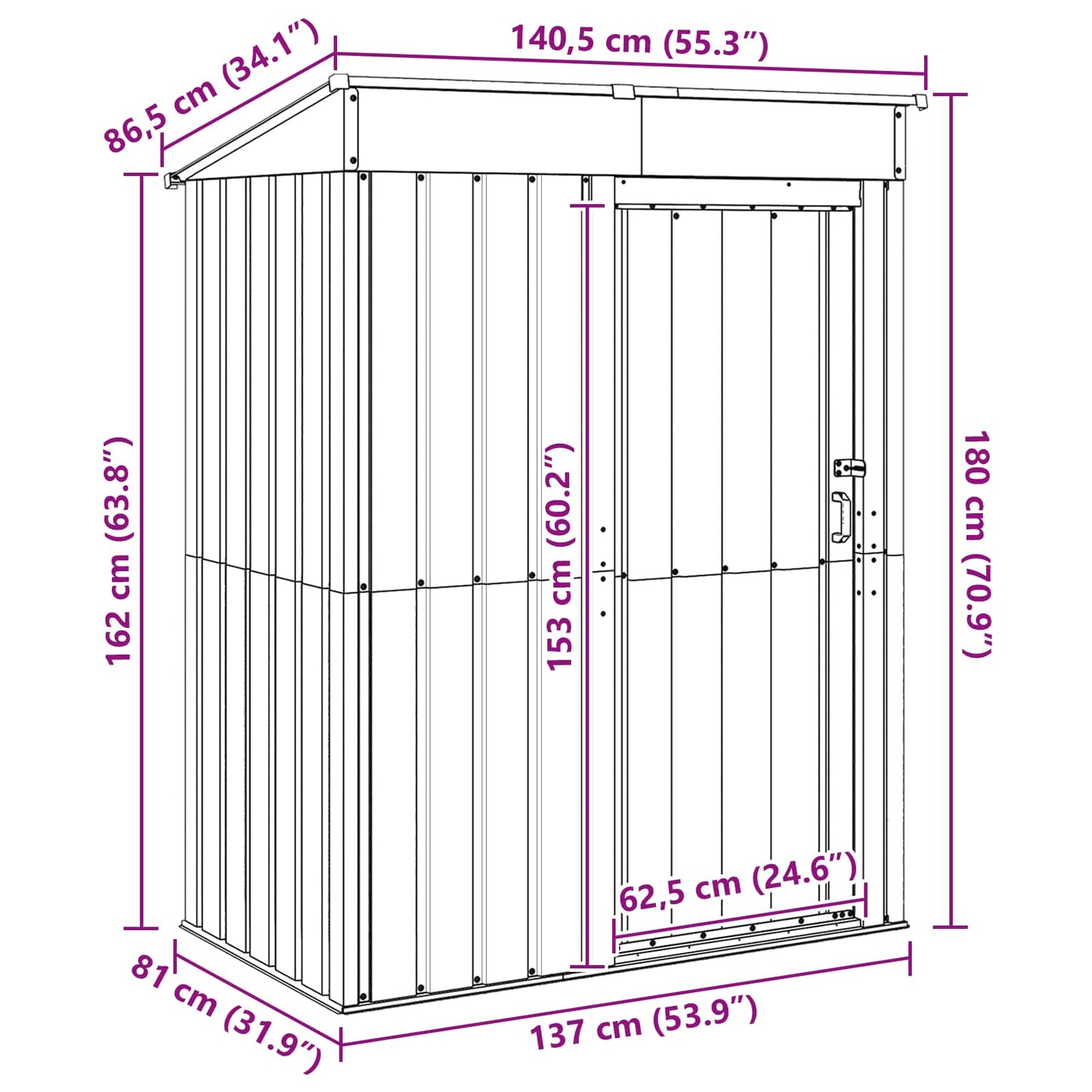Haveskure Antracit 137 x 81 x 180 cm Metal