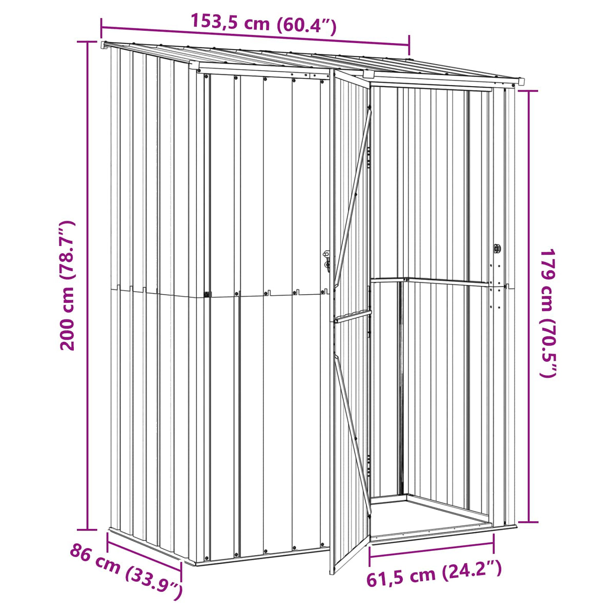 Haveskure Brun 153,5 x 86 x 200 cm Metal
