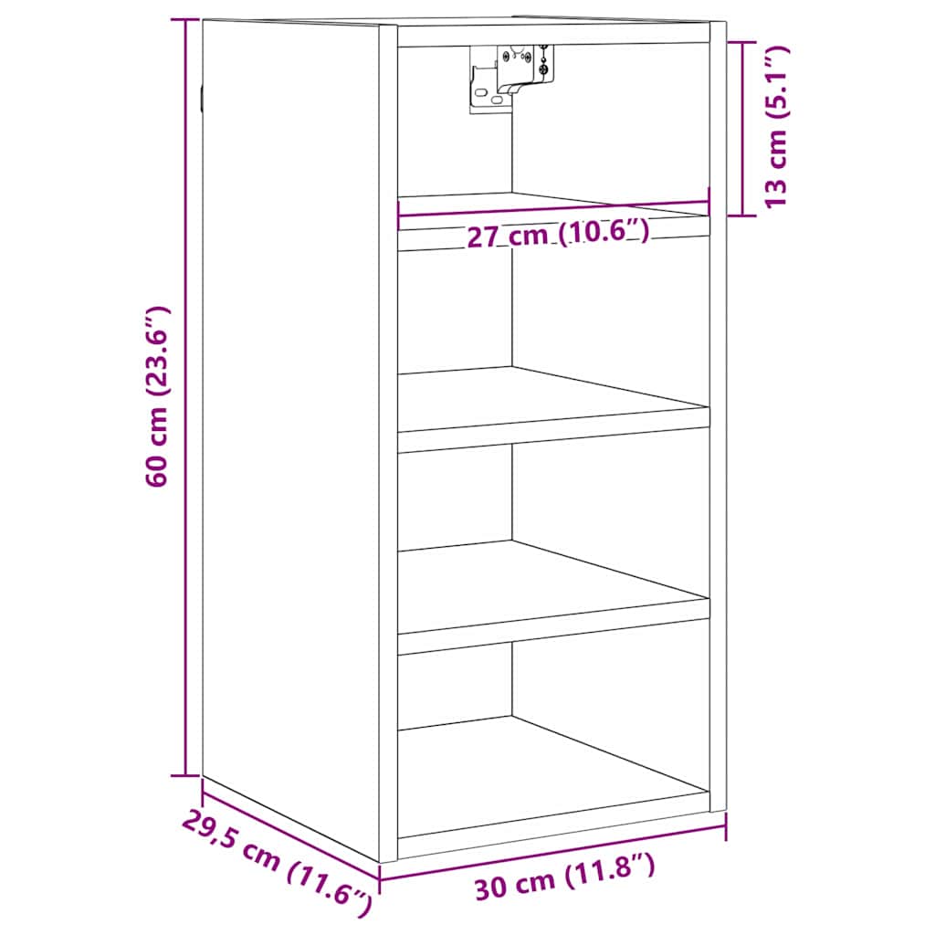 Hængeskab Sort eg 30 x 29,5 x 60 cm Konstrueret træ