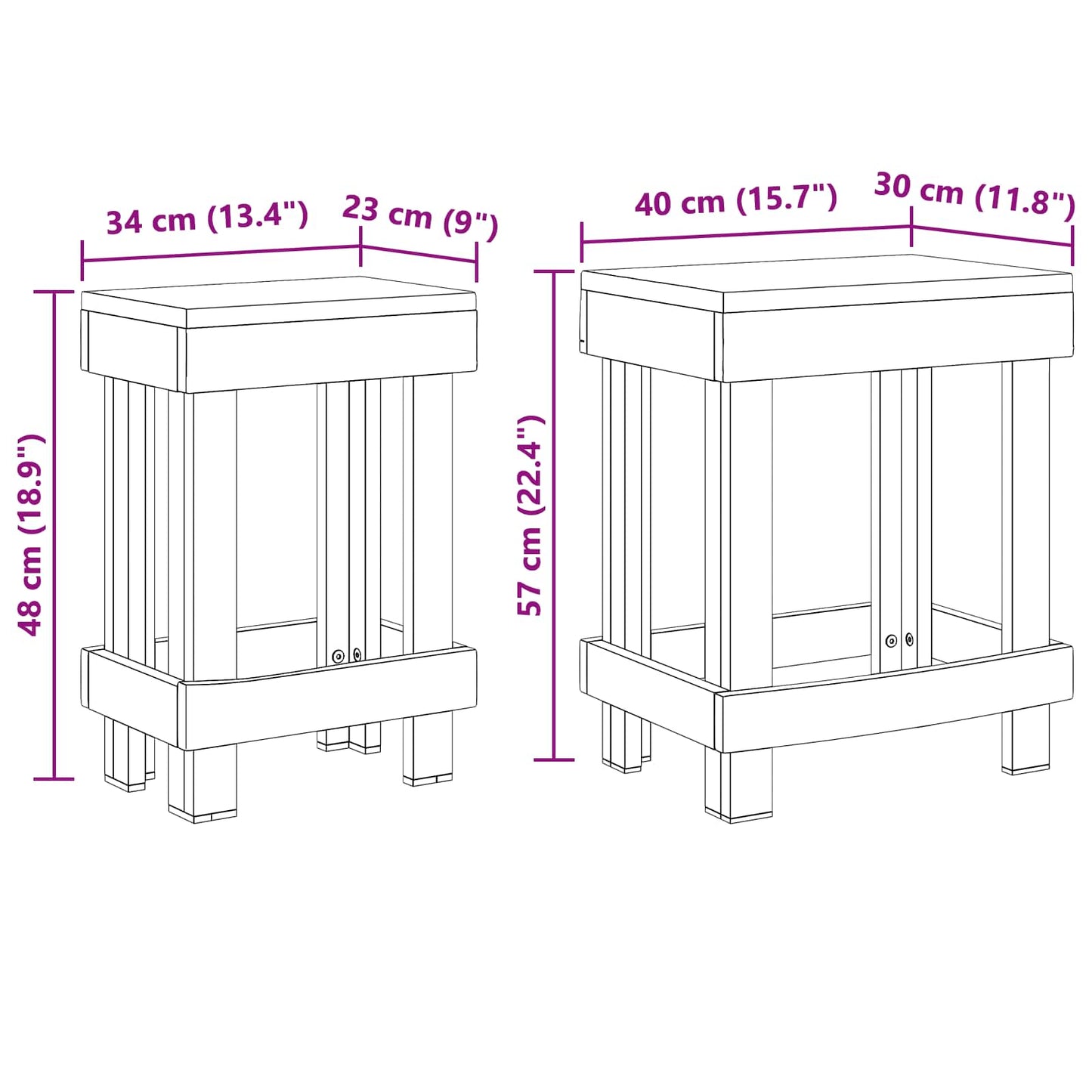 Planteholder 2 stk. Brun 70 x 11 x 27 cm Mahogni Træ