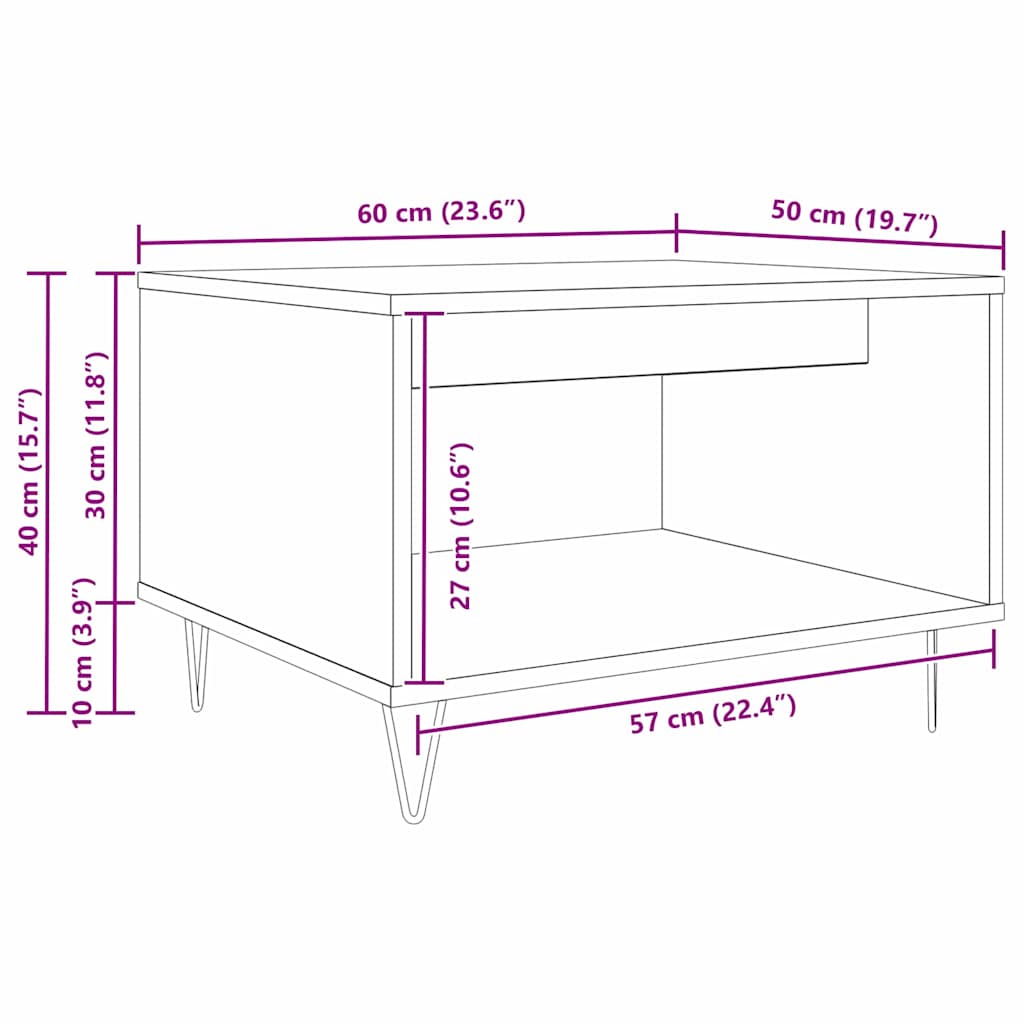 Sofabord artisan eg 60 x 50 x 40 cm Konstrueret træ