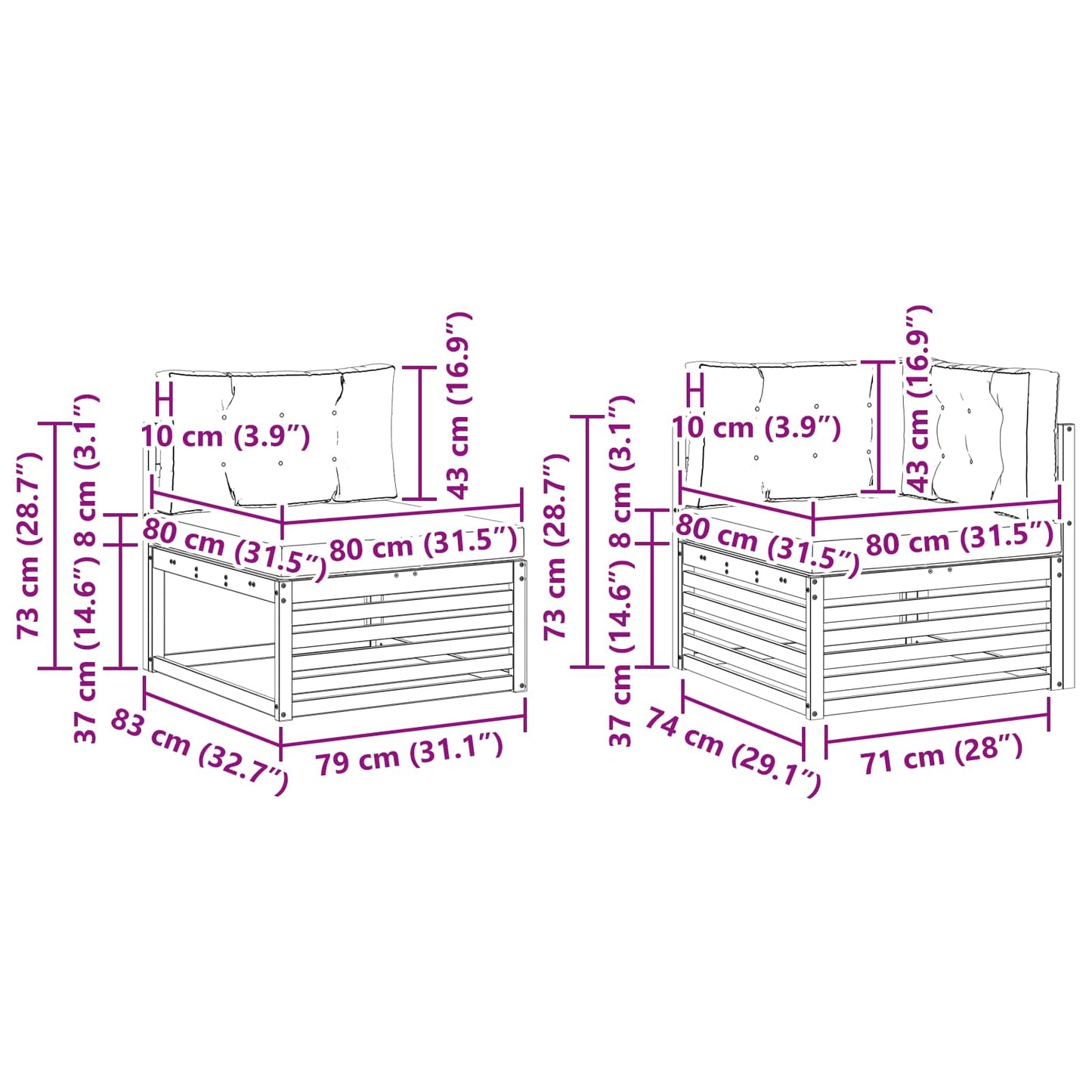 Udendørs sofagruppe 9 stk. Hvid og cremefarvet