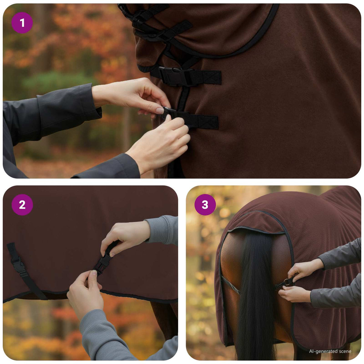 Hestetæppe Mørkebrun 105 cm Polyester Fleece