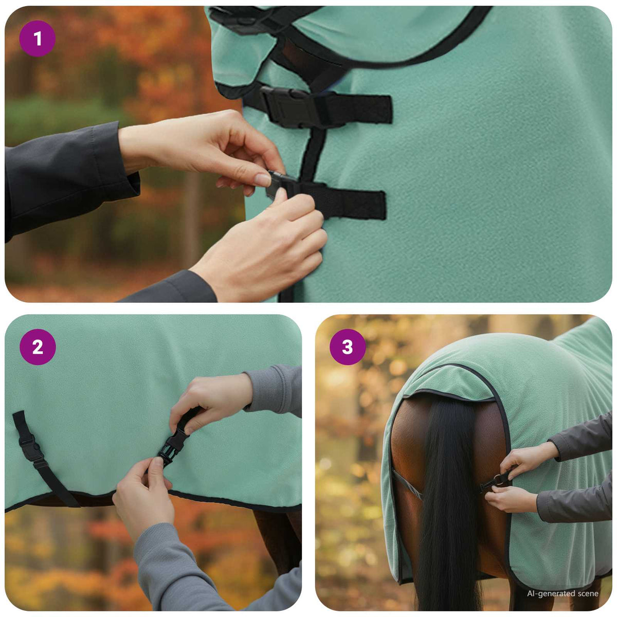 Hestetæppe Speciel grøn 115 cm Polyester Fleece