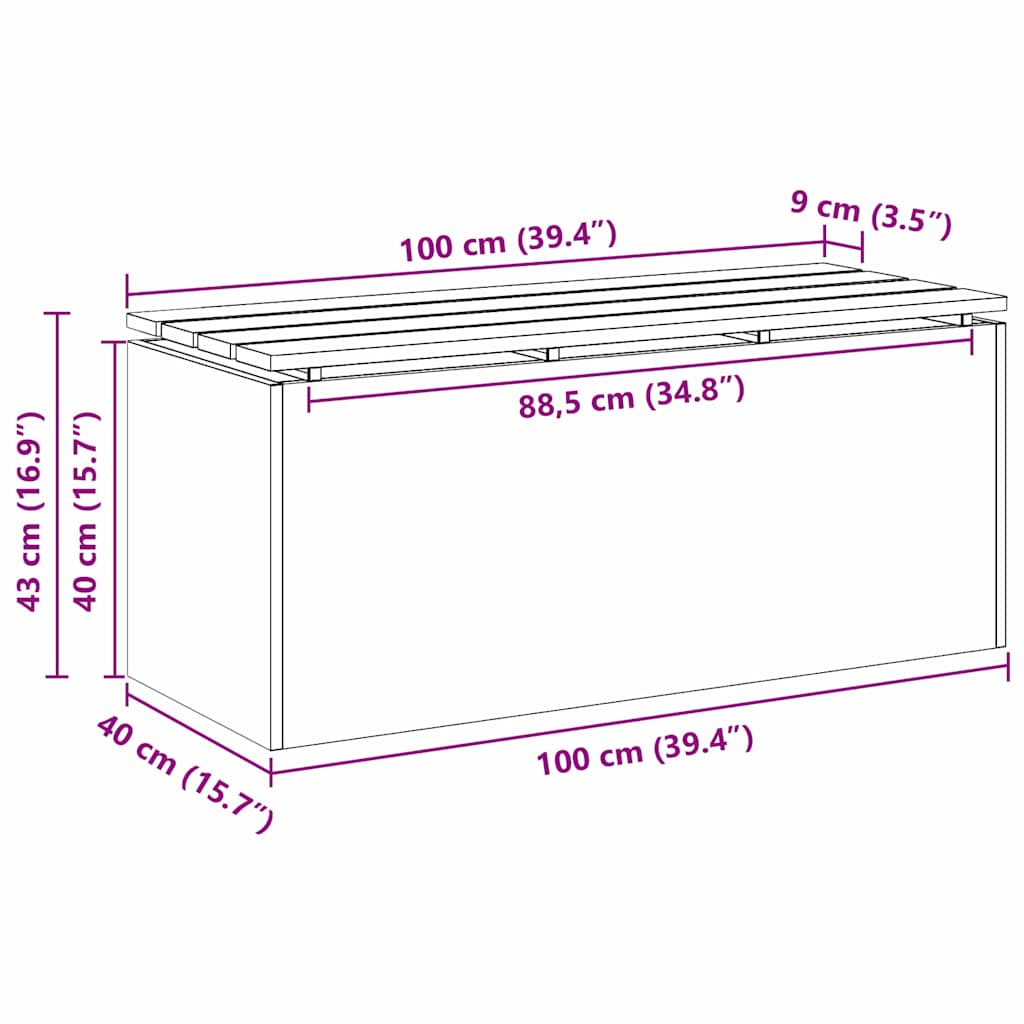 Havebænk Sølv 100 x 40 x 43 cm Galvaniseret stål